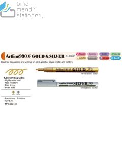 E-Katalog gambar perlengkapan Spidol Highly Water And Fade Resisten Bullet Style Artline 990XF Metalic INK Marker