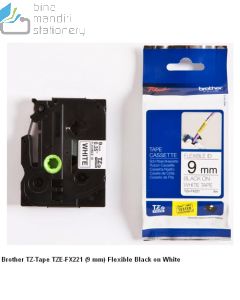 e-catalogue image atk Brother TZE-FX221 Flexible Black on White 9mm P-touch Tape