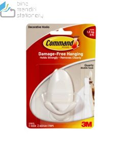 Contoh Alat Perlengkapan Kantor merk 3M Command , Gambar Produk Command 17087 Quartz Double Hooks harga 36500 di Toko Peralatan Sekolah Murah