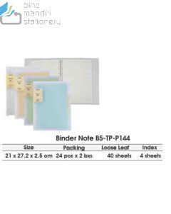 Contoh Binder Catatan Multiring isi Kertas Loose Leaf Joyko Binder Note B5-TP-P144 merek Joyko