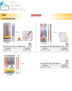 Contoh Joyko Color Gel Pen GPC-318 (Glitter Gel) Pena Jell Warna merek Joyko